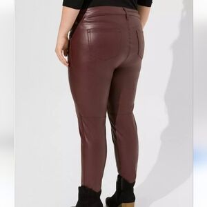 16R Torrid High Rise Faux Leather Brown Skinny Leg Pants